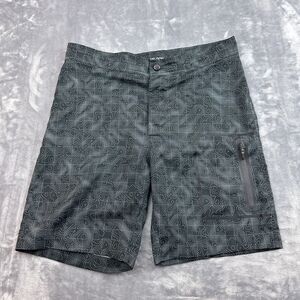 Mack Weldon Men's Black Grid Tech Print Beach Hybrid Boardshorts Size 31/32